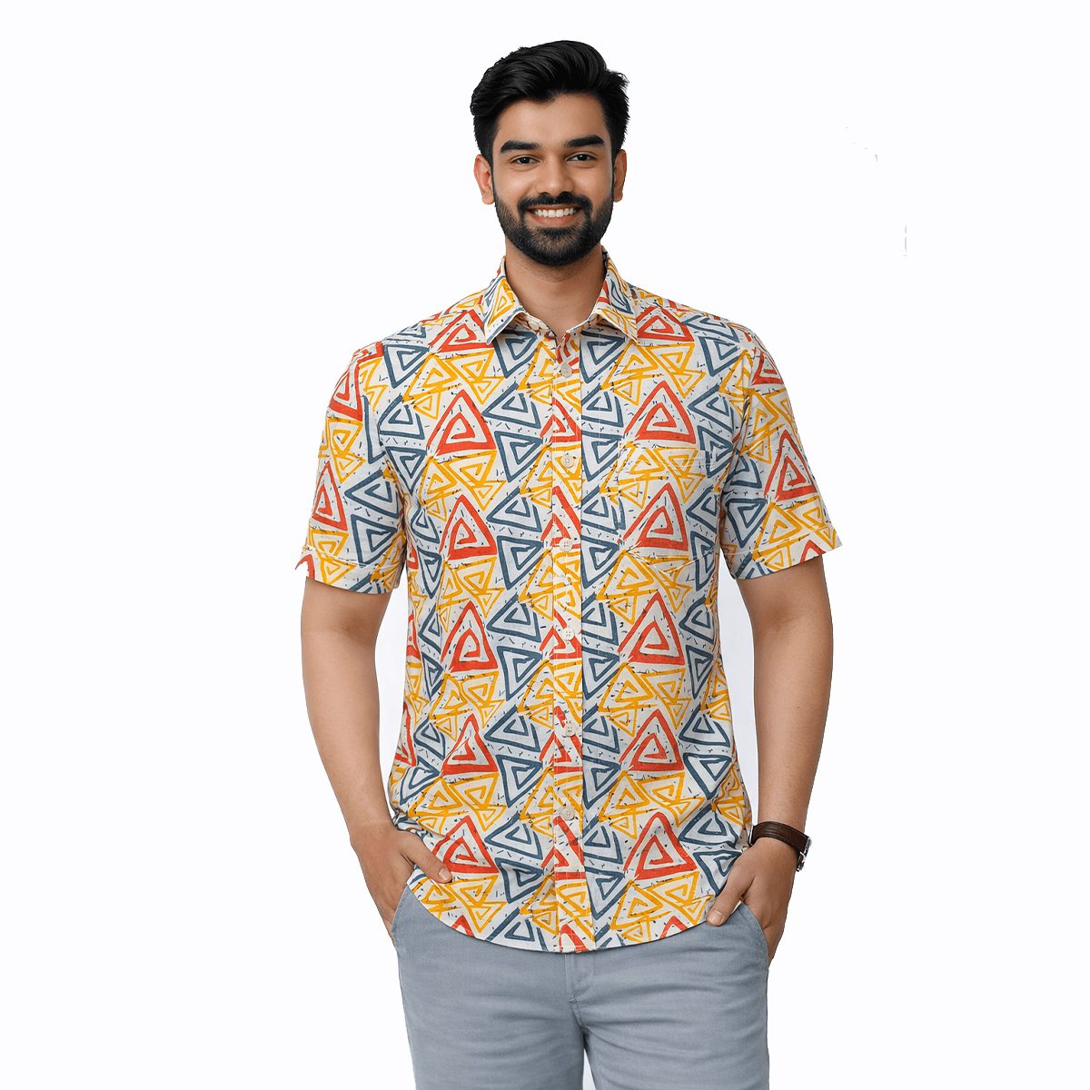 Arong Half Sleeve Cotton Shirt | Bunonika-50 1 Arong Half Sleeve Cotton Shirt for Men
