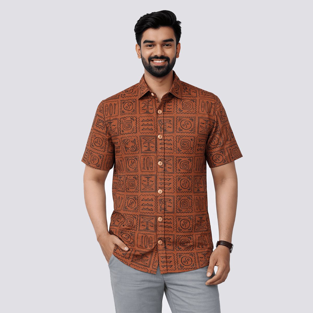 Arong Half Sleeve Cotton Shirt | Bunonika-48 1 Arong Half Sleeve Cotton Shirt for Men