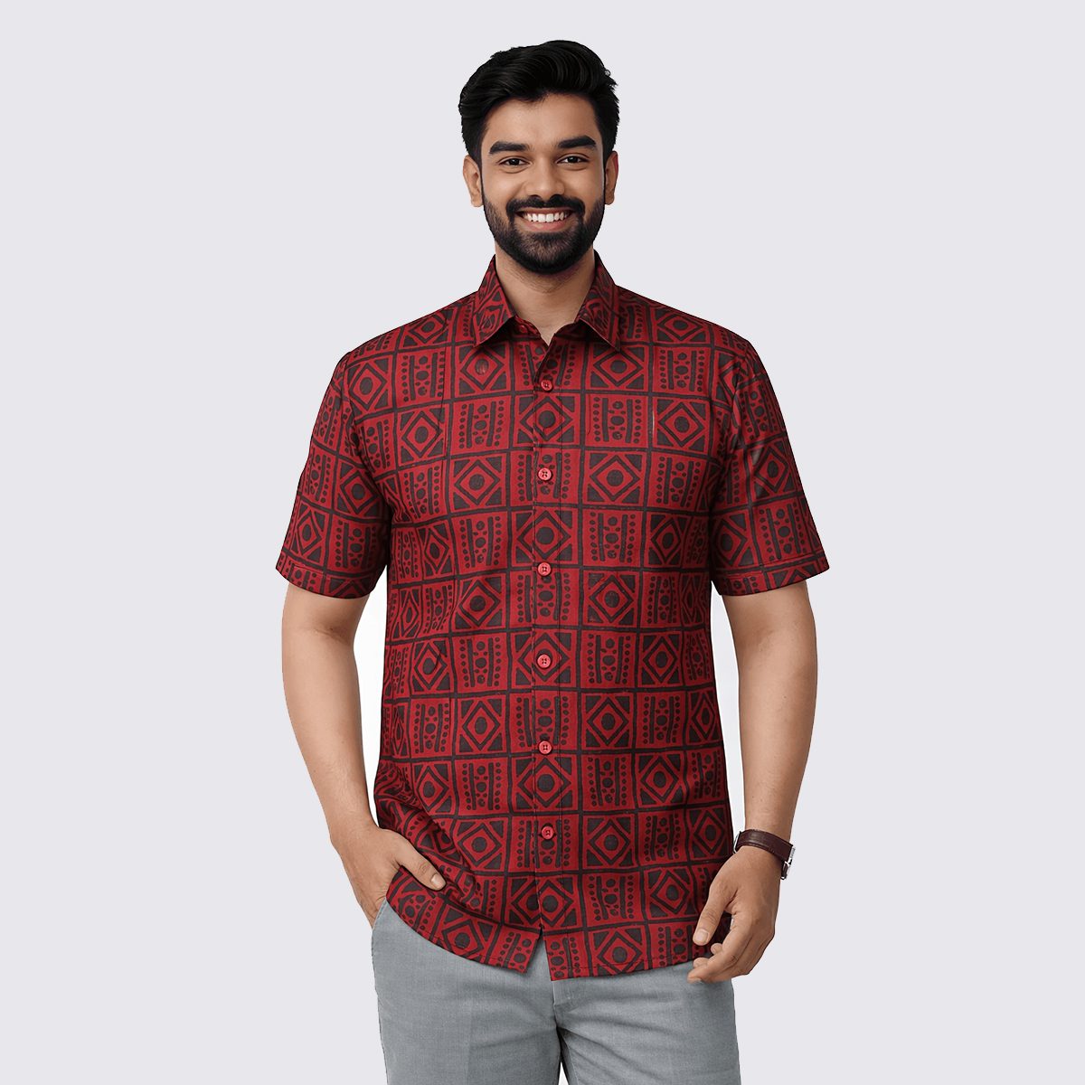 Arong Half Sleeve Cotton Shirt | Bunonika-45 1 Arong Half Sleeve Cotton Shirt for Men