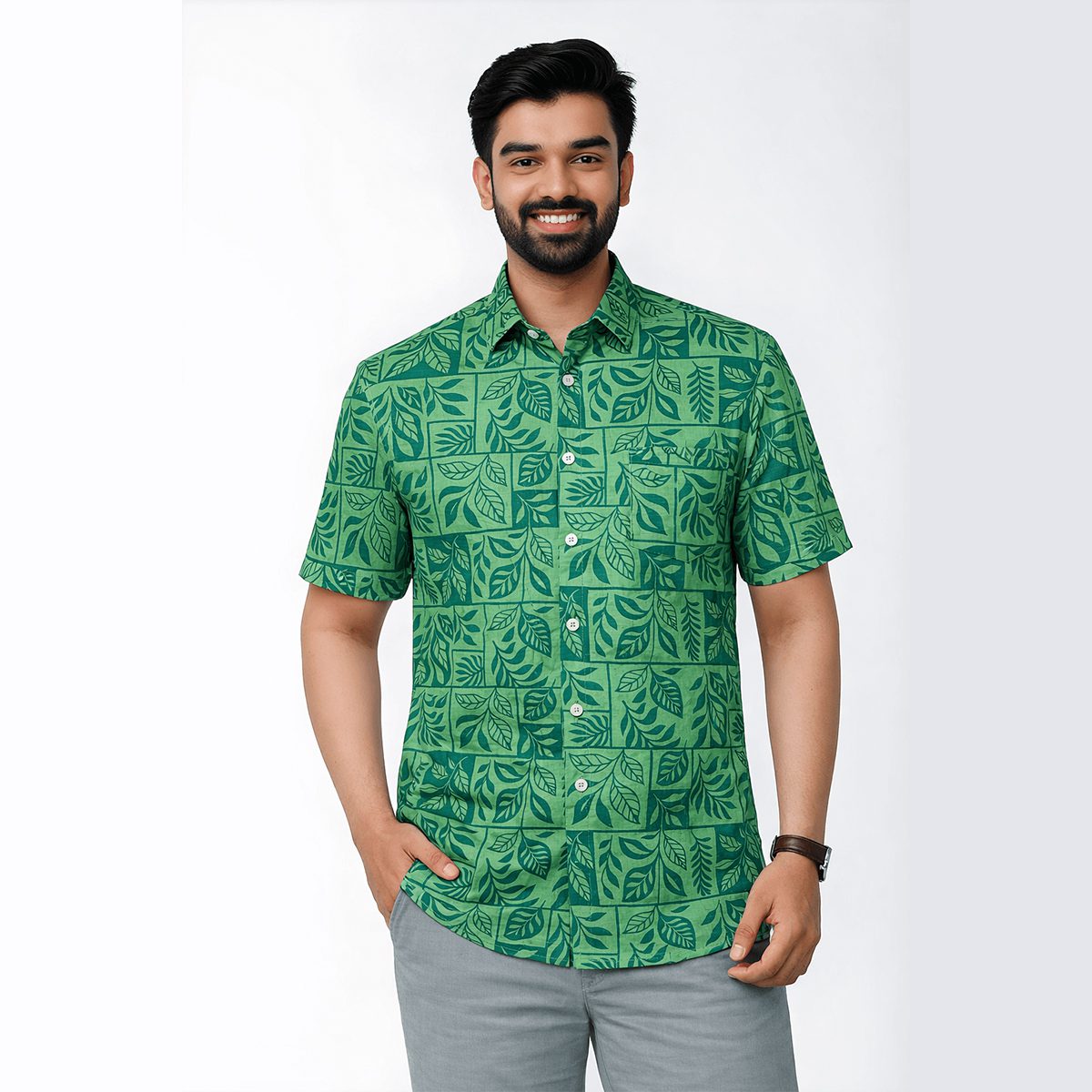 Arong Half Sleeve Cotton Shirt | Bunonika-41 1 Arong Half Sleeve Cotton Shirt for Men
