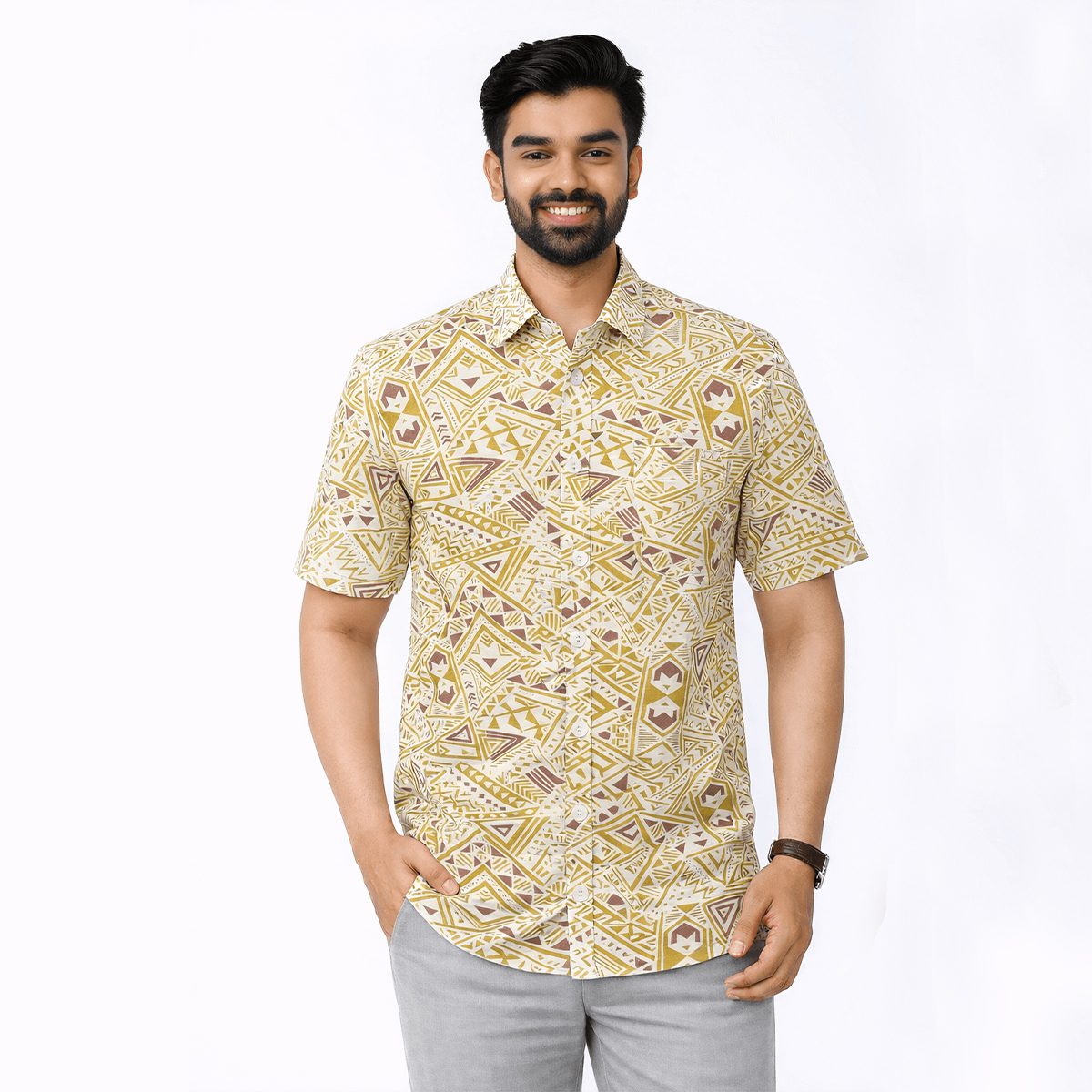 Arong Half Sleeve Cotton Shirt | Bunonika-36 1 Arong Half Sleeve Cotton Shirt for Men