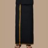 Premium Men 100% Cotton Single Layer Black 3/4" Gold Jari Border South Indian Dhoti | Tamil Lungi