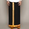 Premium Men 100% Cotton Single Layer Black South Indian Dhoti | Tamil Lungi - Bunonika