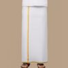 Premium Men 100% Cotton Single Layer 3/4" Gold Jari Border South Indian Dhoti | Tamil Lungi