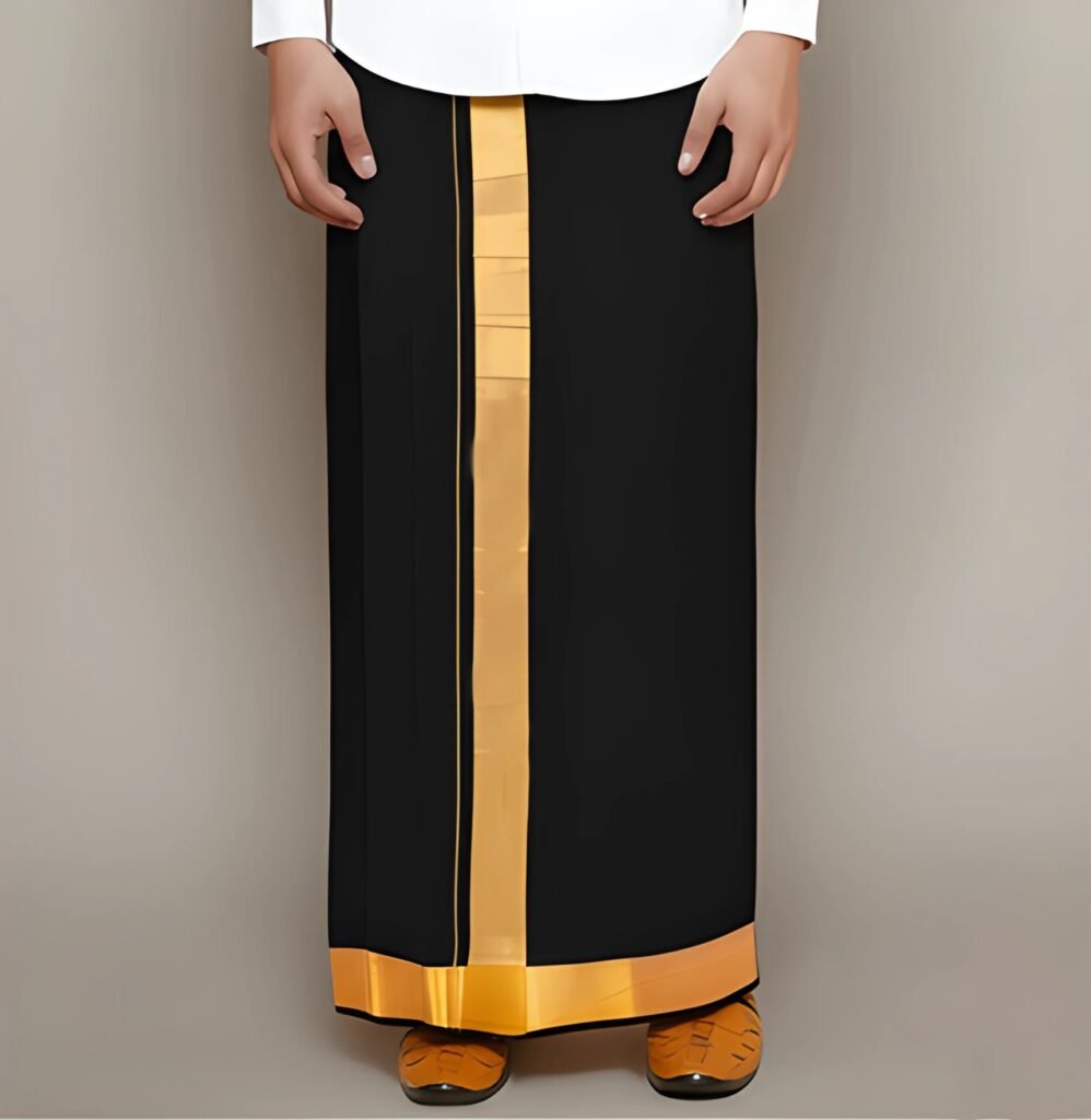 black gold border south indian dhoti