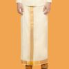 Premium Men 100% Cotton Single Layer Off-white/cream color South Indian Dhoti | Tamil Lungi - Bunonika